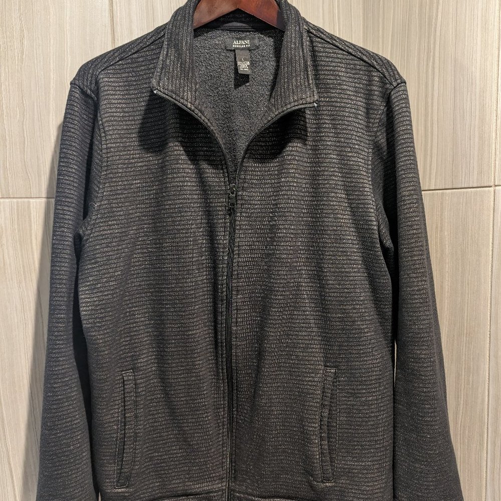 Alfani Black & Grey Striped Lightweight Sweater Jacket